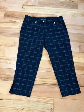 Nike Navy Windowpane Cropped Capri Pants